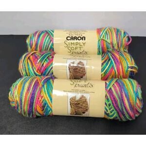 Caron Simply Soft Paints Yarn RAINBOW BRIGHT 3 Skeins